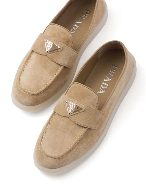 prada suede logo loafers|prada suede loafers men's.